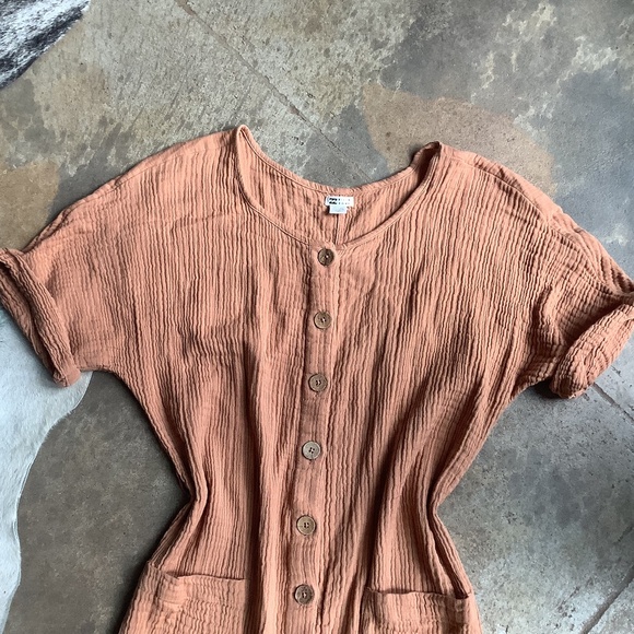 Billabong Badlands Jumpsuit Size L large Romper cotton gauze Peach - Picture 5 of 16